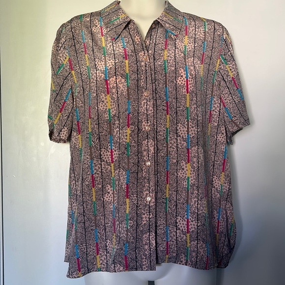 Revedor Tops - Revedor Button Up Pink Striped Blouse